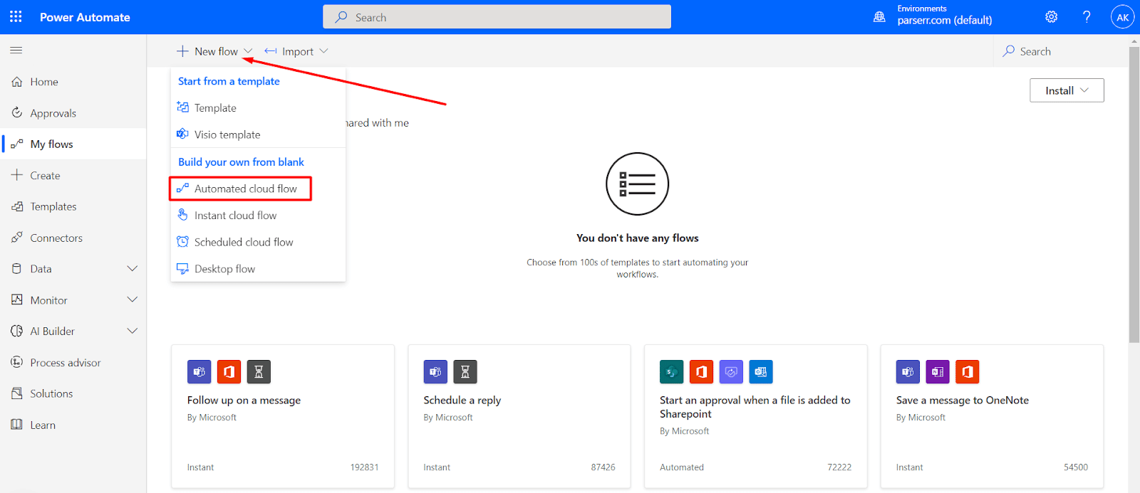 Automated cloud flow